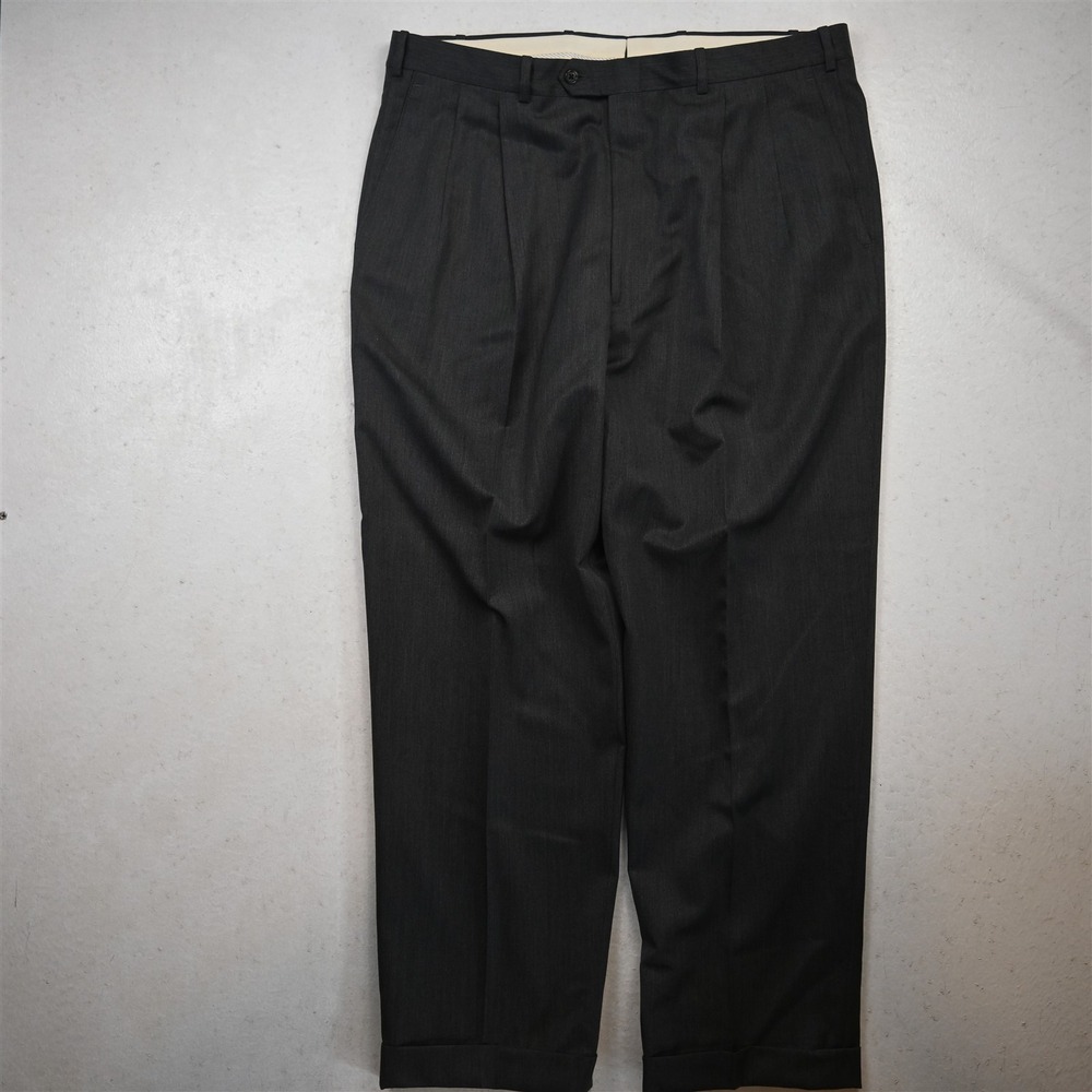 JB Britches USA Made 38x30 Gray 100% Wool‎ Pleated Cuffed Winston Dress Pants
